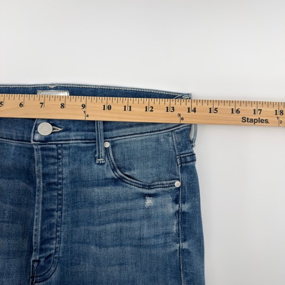 MOTHER The Stunner Ankle Fray Jeans Graffiti Girl Distressed Bleached Size 28‎ - Picture 7 of 9